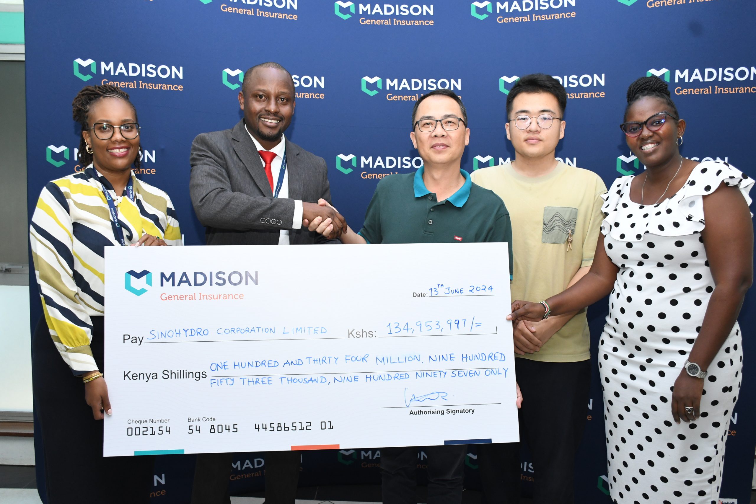 Madison General Insurance Pays Sinohydro Corporation Ksh.134 Million Mwache Dam Flood Related Damage Claim 